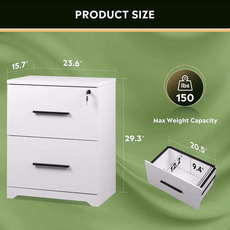 DEVAISE 2-Drawer Wood Lateral File Cabinet with Lock for Office
