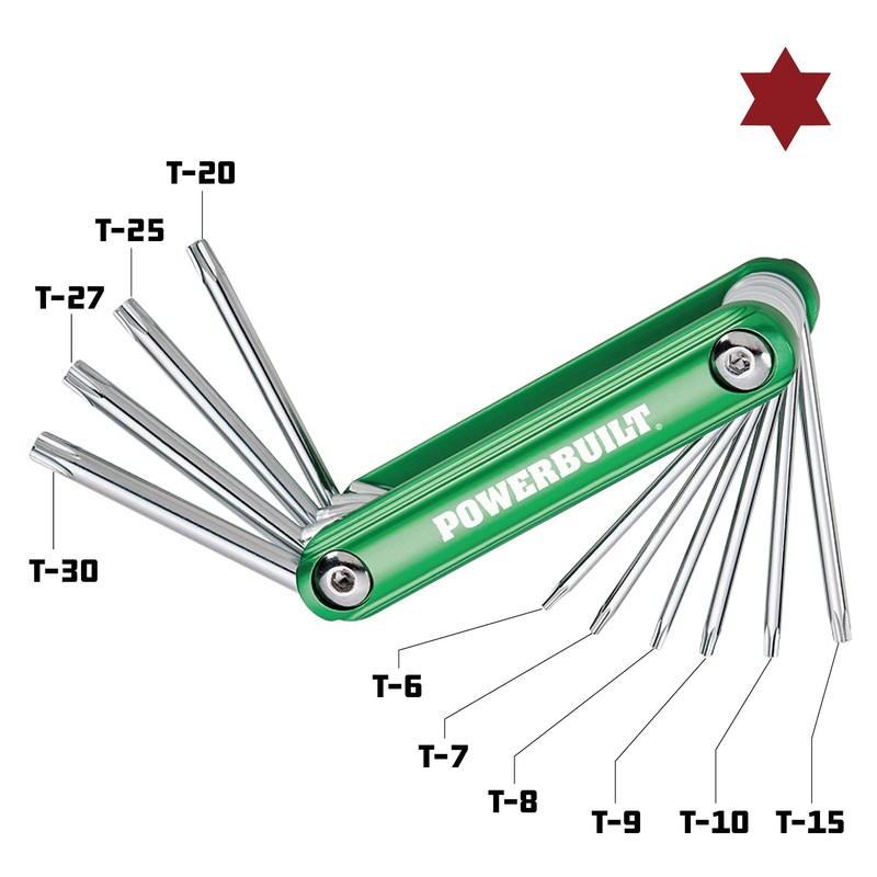 Powerbuilt 940786 Folding Star Key Wrench Set (10 Piece) (T6