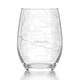 Well Told Engraved Atlanta Georgia Map Stemless Wine Glass, Etched Wine Glass (15 oz, Clear) City Map Wine Glass, Custom Wine Glass, Gifts for Wine Lovers
