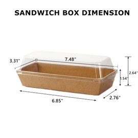 Zentriqlla Zentriqlla 100 Pack Disposable Sandwich Boxes, Paper Charcuterie Boxes with Clear Lids, Swiss Roll Cake Container,To Go Dessert Boxes for Sushi, Muffins, Treat, Waffle, Cookie, Food Truck Business