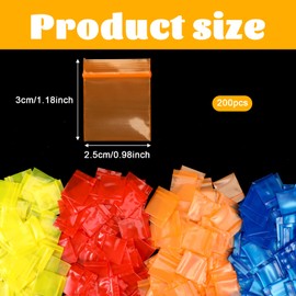 TIESOME Pack of 200 Mini Ziplock Bags, 25 x 30 mm, Small Bags with Closure, Ziplock Bags, Small, Resealable