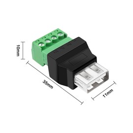 XMSJSIY Adaptador de bloque de terminales de tornillo USB Connecotr USB 2.0 A enchufe hembra de 4 pines, sin soldadura, convertidor de balum de repuesto para carga y transferencia de datos, 2 unidades