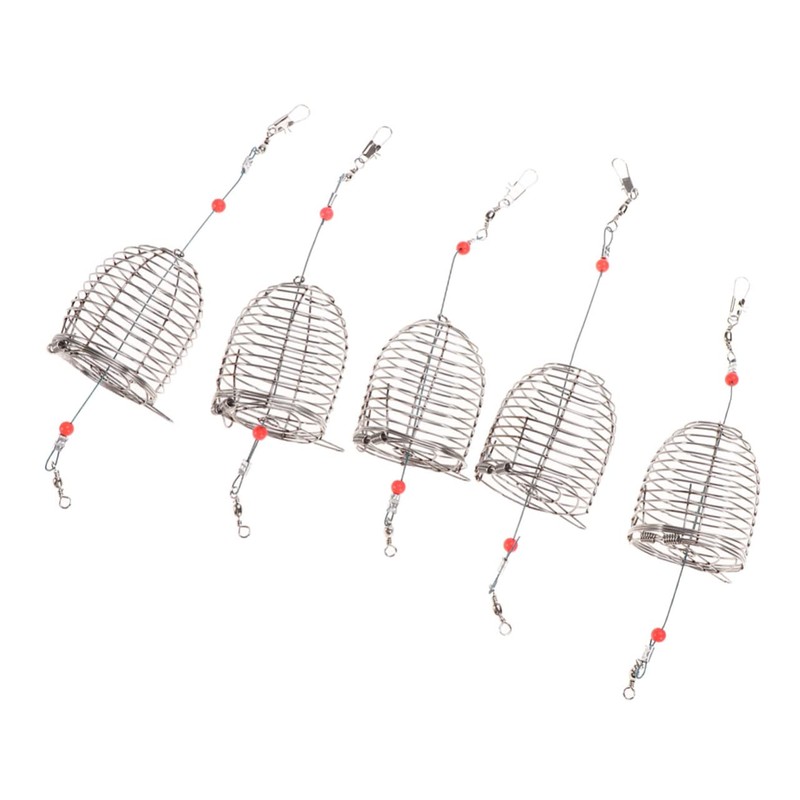 Kisangel 2sets Stainless Steel Lure Cage Bait Trap Fishing Trap