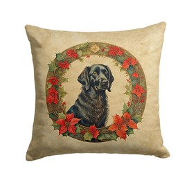 Caroline's Treasures DAC2365PW1818 Flat-Coated Retriever Christmas Flowers Throw Pillow Machine Washable, Indoor Outdoor Decorative Pillow for Couch, Bed or Patio, 18Hx18W