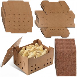 10 Set Poultry Baby Chick Shipping Boxes with 10 Coconut Blankets Live Bird Shipping Boxes Cardboard Pet Carrier Hold 25 Chickens for Poultry, Pigeons, Canaries