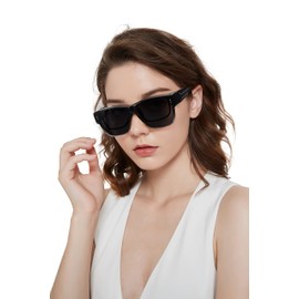 LVIOE Polarised Over Glasses Women's Fit-Over Glasses Sunglasses for Glasses Wearers UVA UVB Protection, B02 Black with Gradient