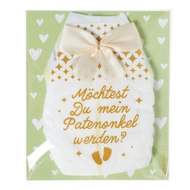goldprintz I Want to Be My Godfather I Golden Printed Nappy Postcard I Ask Godfather I Announce Pregnancy I Baby Announcement I We Get a Baby I Baby News