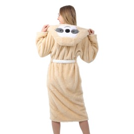 Dressing Gown Animal Fluffy Hoodie Bathrobes Housecoats Lightweight for Unisex Adults Sloth For S