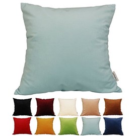 TangDepot - Funda de cojín de terciopelo liso, lujosa y suave, muchas opciones de color y tamaño - (40x40 cm, Azul Claro)