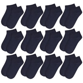 A2Z 4 Kids 12 Pack Girls Boys Plain Trainer No Show - Socks AZ750 Navy 12 Pack 6-9
