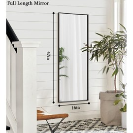 AAZZKANG Wall Mirror Full Length with Metal Frame Large 47"x16" Modern Rectangular Decorative Hanging Mirrors for Bathroom Bedroom Living Room Entryway Dressing Room Black