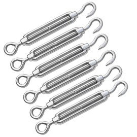 M4 Turnbuckles with Hook and Eyelet, Wire Tensioner Stainless Steel Adjustable Turnbuckle, Rope Tensioner, Awning Accessories, Pack of 6