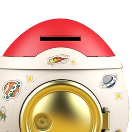 Mini Space Rocket Piggy Bank, Coin Safe Money Saving Box for Male and Female, Cartoon Style, Ideal for Birthdays and Easter Gift (Romantic Gold)