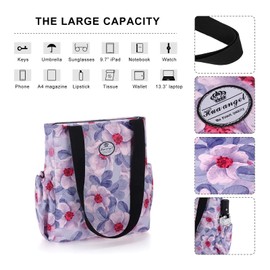 HUA ANGEL Floral Tote Bag - Casual Shoulder Bag Daily Tote Bag with Zipper Gym Travel Shopping Work Handbag for Women