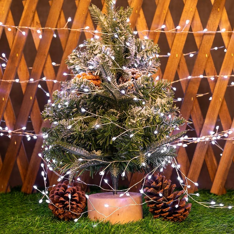 PCORES Fairy Lights Plug in, 10M 300LED Cool White Silver