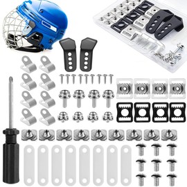 62PCS Hockey Helmet Repair Kit,Football Helmet Hardware Kit with 1 Pcs Screwdriver R-Clips Rubber Gaskets Nuts Screws Adapter for Baseball Helm