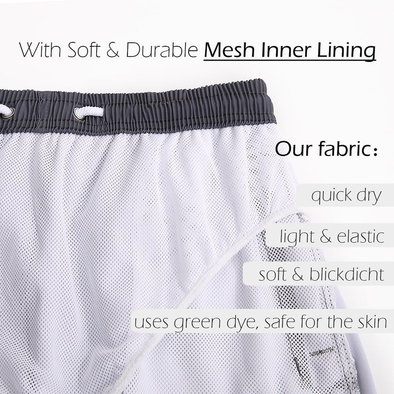 ACHTELEPHS Long Swimming Trunks, Men's Swimming Shorts, Quick-Drying Board Shorts