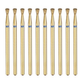 sourcing map 10pcs 120-140 Grits Diamond Grinding Bit 2.5mm Inverted Cone Head 2.35mm Shank 3mm Length Titanium Plated Stone Sanding Drill Bits Rotary Tool for Nails Grinding Polishing