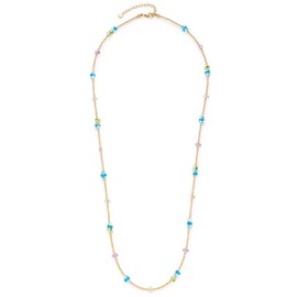 Leonardo Jewels Emina 022436 Necklace Stainless Steel with Miyuki Berry Beads Gold Turquoise Purple 70-75 cm Filigree Women's Jewellery 1 Piece, Stainless Steel, No Gemstone