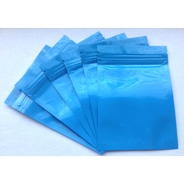 (25 Pieces) Blue Mylar Resealable Zip & Seal Bags 3.5x5 Inches, Heat Sealable, Zipper, Smell Proof
