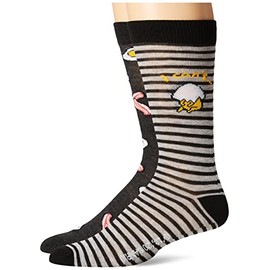 gudetama mens 2 Pack Crew Casual Sock, Black Stripe Multi, 10 13 US, Black Stripe Multi, 10-13