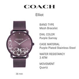 Coach Elliot Women's Watch | Elegant and Sophisticated Stles Combined | Premium Quality Timepiece for Everyday Wear | Water Resistant | (Model 14504339)