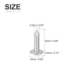 DTGN #14x1 Sheet Metal Screws - 50 Pack - for Wood, Furniture - 304 Stainless Steel Phillips Truss Head Self Tapping Tip Wood Screws - Silver