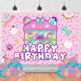 Cartoon Doll House Happy Birthday Backdrop Cartoon Dollhouse Banner Poster for Doll Theme Party Decorations Birthday Supplies Background Studio Shoot Photo Props Booth