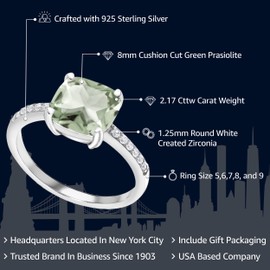Gem Stone King 925 Sterling Silver 8MM Cushion Cut Gemstone Birthstone Engagement Ring | Wedding Anniversary Promise Ring For Women | Available In Size 5-9