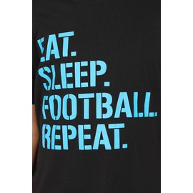 ThePyjamaFactory Boys Eat Sleep Football Repeat Blue Short Cotton Pyjamas (12-13 Years)