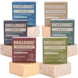 Rinse & Robust Jabón En Barra Natural Para Hombre, Set De 6 Jabones Artesanales De Limpieza, Hidratantes Y Exfoliantes. Regalo Ideal Para Hombres. 6 Aromas Diferentes. 3.5 Oz (6 Barras).