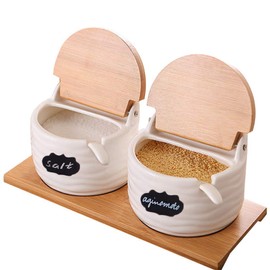 Sugar Bowl with Lids and Spoons,Ceramic Sugar Jar with Spoon and Tray,Porcelain Sugar Container with Labels for Kitchen,Sugar Holder for Sugar,Serving,Tea,Coffee,Spice,Salt