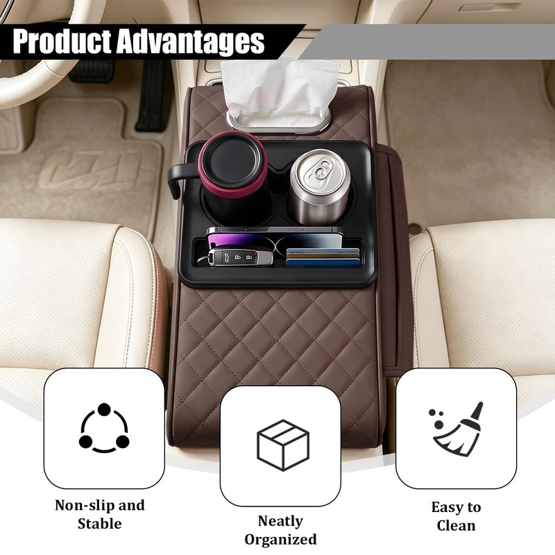 Bittwee Car Center Console Armrest Pillow, 4 in 1 Vehicle