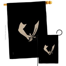 Americana Home & Garden Pirate of Thomas Tew Burlap Garden House Flag-Set Coastal Ship Skull Treasure Map Carribean Jolly Blackbeard Jack Decoration Banner Small Yard Gift Double-Sided, Made in USA