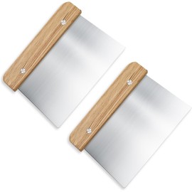 2 Stück Teigschaber Edelstahl, Teigschaber mit Holzgriff und Edelstahlklinge in Lebensmittelqualität Teigschneider für Kuchen