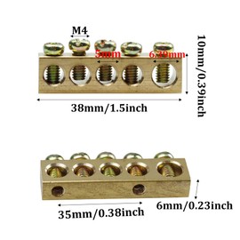 bociloy 12PCS 5 Positions Electrical Wire Screw Terminal Ground Bar, Brass Neutral Copper Grounding Bars for Distribution Cabinet