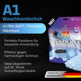 DR. WACK - A1 Waschhandschuh Auto - Premium Mikrofaser - Ultra-Soft & extrem saugstark - beidseitig Hochflor für eine kratzfreie Autoreinigung - langlebig & umweltfreundlich - Hochwertige Autopflege