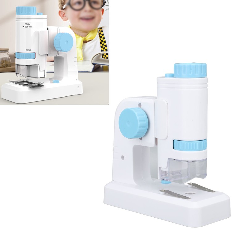 80X‑200X Kids Microscope with 12PCS Slides 2 in 1 LED
