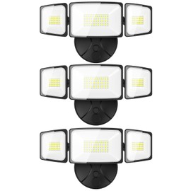 Onforu 3 Packs 60W Flood Lights Outdoor, 6000LM Super Bright Security Lights,Switch Controlled, IP65 Waterproof, 6500K Exterior LED Flood Light with 3 Adjustable Heads for Garden Yard Home