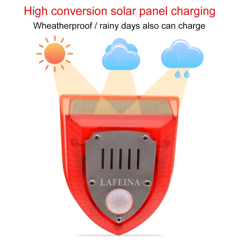 2 Pack Solar Security Alarm Lights, 129dB Gunshot Sounds &