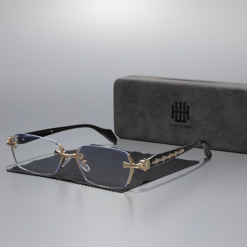 HOUSE OF WOO Rimless Sunglasses, Men's, Date Glasses, Hip Hop