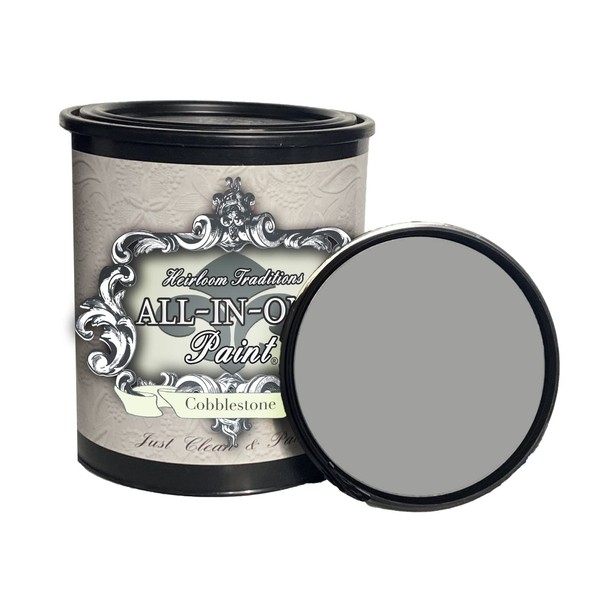 ALL-IN-ONE Paint, built in primer and top coat with no sanding needed. Elite cabinet and furniture paint. Cobblestone (Gray), 32 Fl Oz Quart