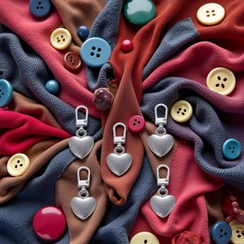 5Pcs Zipper Pull Heart Shaped Zipper Pull Replacement Metal Zipper Backpack Zippers Mend Fixer Repair for Coats Jackets Pants Luggage,Fasteners, Sewing Notions and Supplies (Gray)