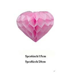 YLY's love Heart-shaped Paper Honeycomb Ball Decoration 10 Honeycomb Balls for Hanging Tissue Paper Beautiful Decor for Birthday Wedding Party Baby Shower Party Bridal Showers (Pink)
