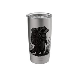 Hiking Raccoon Backpacking Animals Funny Cottagecore Stainless Steel Insulated Tumbler