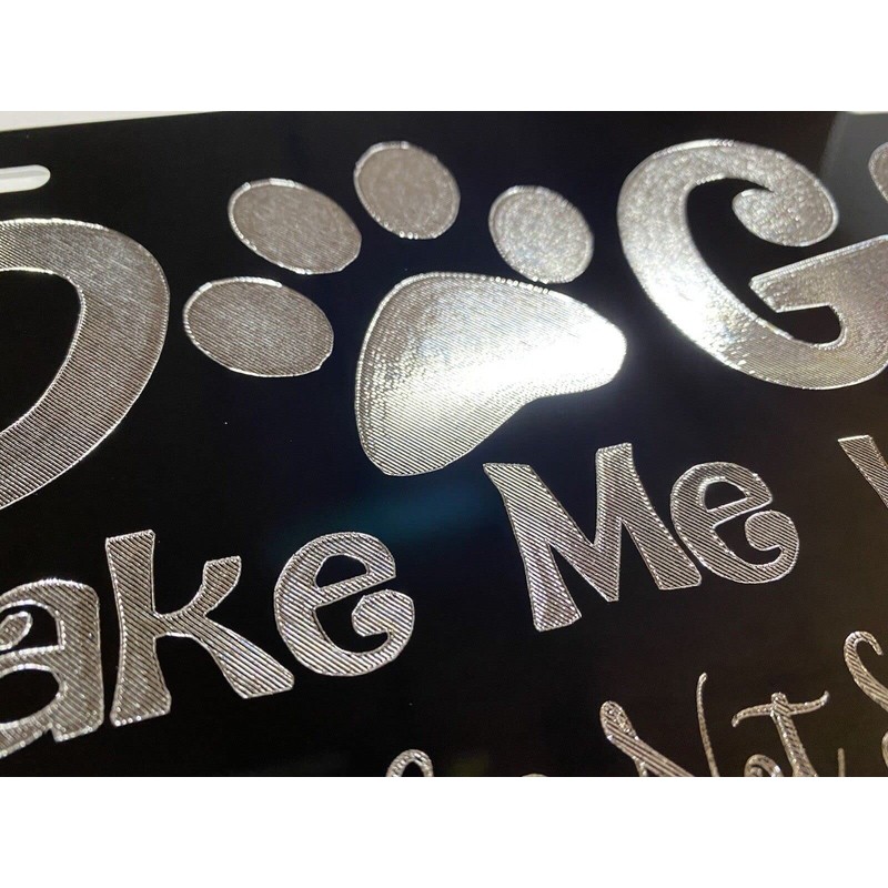 Engraved Dogs Make Me Happy Funny Car Tag Diamond Etched