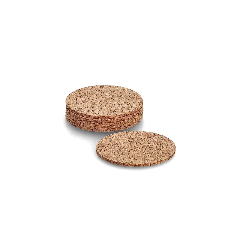 Zeller 1090 Cork Coasters Set Of 6 Diameter 9.5 cm