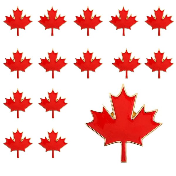 25pcs Maple Leaf Lapel Pin, Red Enamel Canada Badge Brooch,