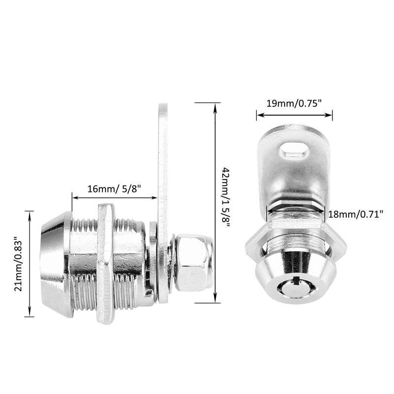 Cabinet Cam Lock Keyed Alike, 5/8" Cylinder Tool Box Lock