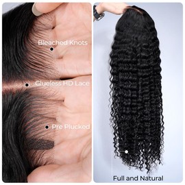 YMSGIRL 13x6 Deep Wave Lace Front Wigs Human Hair Ready To Go Curly Lace Front Glueless Wigs Human Hair Pre Plucked Pre Cut Beginner Friendly 16 Inch